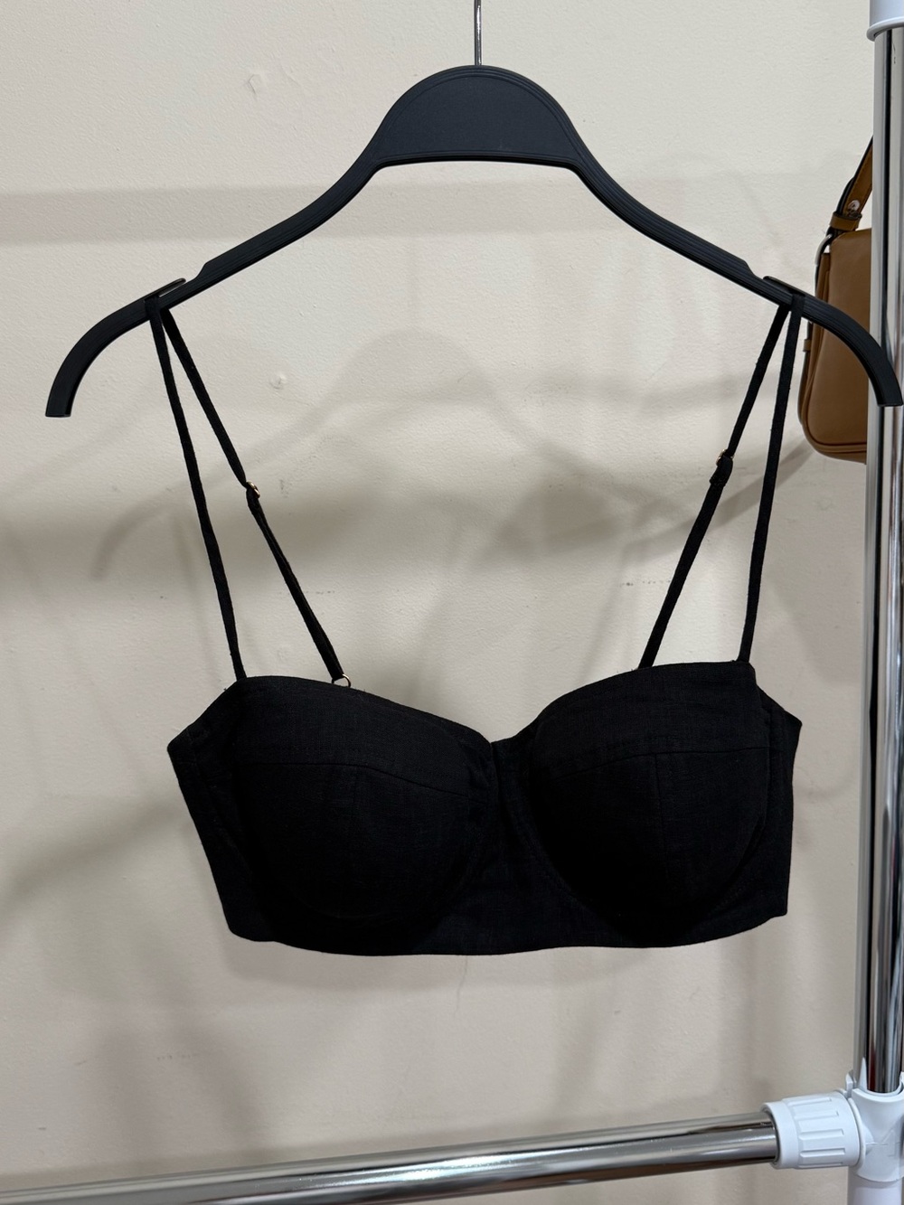 ViX Paula Hermanny Black Bustier Bralette Top Size M Gold Hardware
